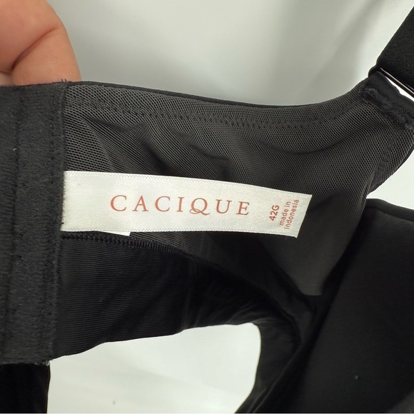 Cacique Lightly Lined Full Coverage Bra Black Womens Size 42G Cutout Underwire - Picture 4 of 7